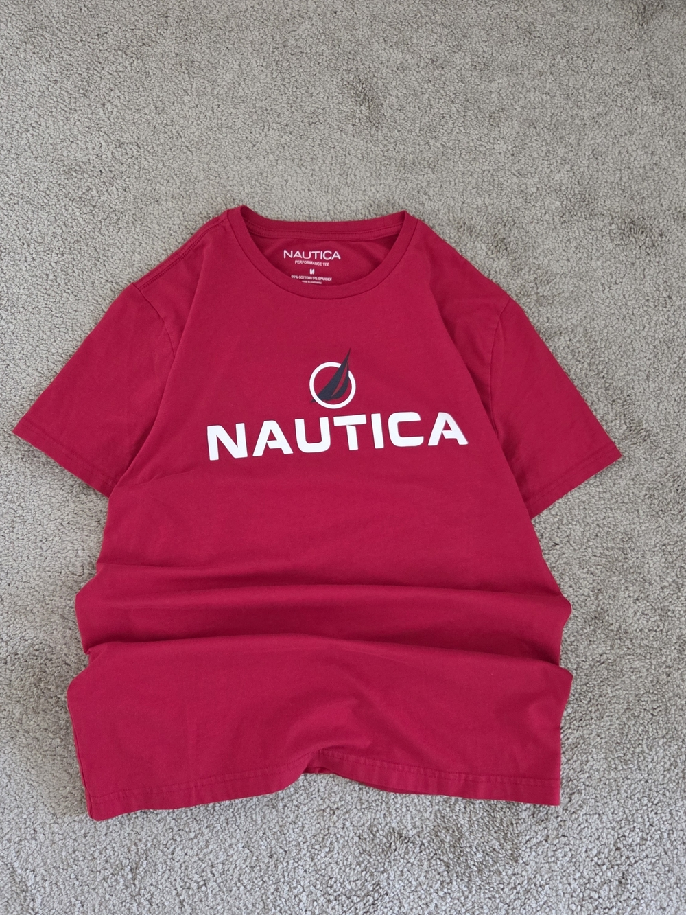 Y2K Nautica Short Sleeve Red Tee with White Logo Men's M